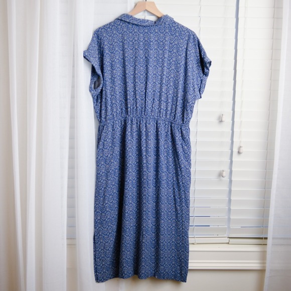 Lucky Brand Midi Shirt Dress‎ XL Blue Boho Cottagecore Prairie Pockets - Picture 5 of 10